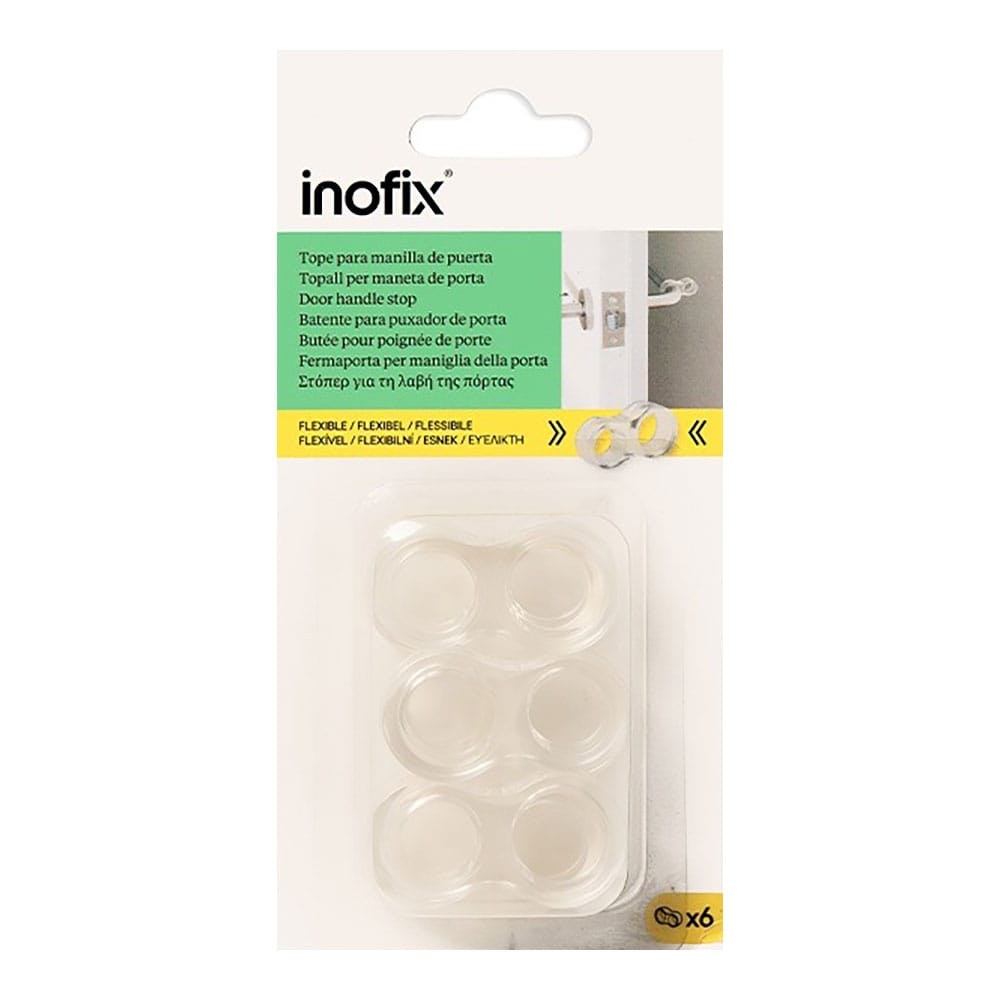 TOPE PARA MANILLA DE PUERTA, DE PLÁSTICO FLEXIBLE CON ACABADO TRANSPARENTE, Ø15 - Ø18 mm, 6 uds, BLISTER - Imagen 2