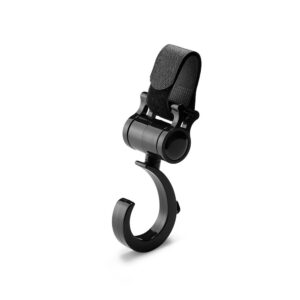 GANCHO GIRATORIO PARA COCHECITO DE BEBÉ, COLOR NEGRO, 44 x 51 x 146 mm, 2 uds, BLISTER