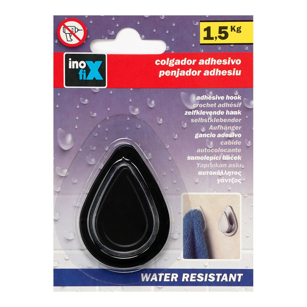 COLGADOR RESISTENTE AL AGUA MODELO GOTA NEGRO MATE (BLISTER) - Imagen 2