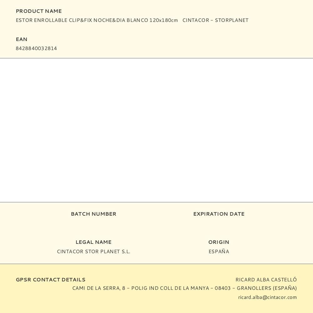 ESTOR ENROLLABLE CLIP & FIX, NOCHE & DIA, BLANCO 120 x 180 cm - Imagen 7