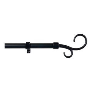 KIT BARRA CORTINA BÁCULO NEGRO EXTENSIBLE DE 110 - 200 cm