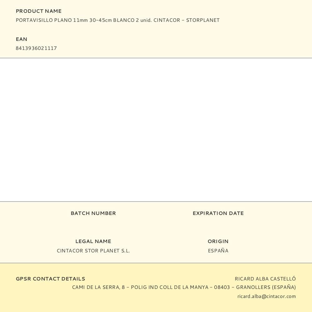 PORTAVISILLO EXTENSIBLE PLANO BLANCO, Ø1,1 x 30 - 45 cm, 2 uds - Imagen 3