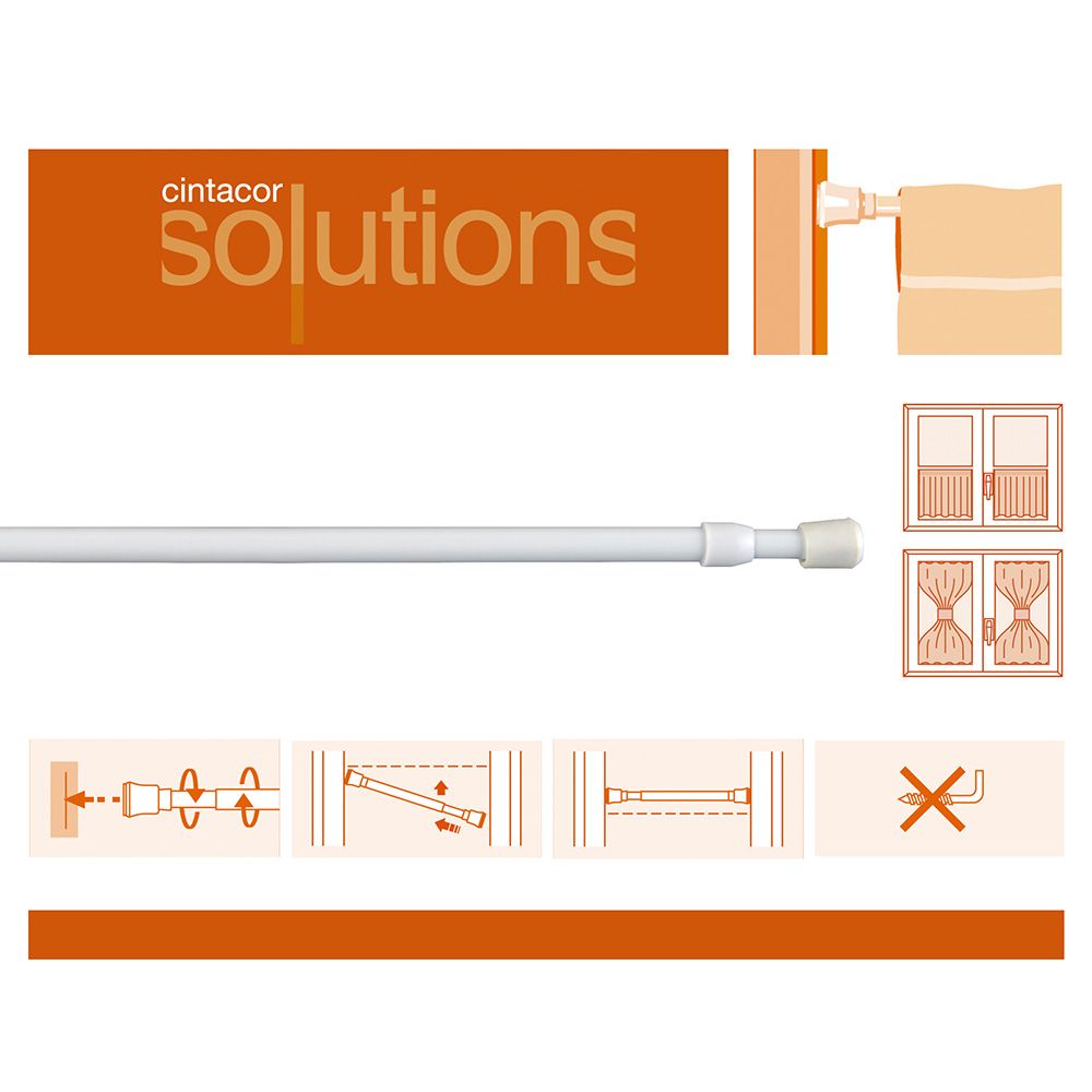 PORTAVISILLO EXTENSIBLE A PRESIÓN ROSCA BLANCO, Ø0,8 x 50 - 85 cm, 2 uds - Imagen 2