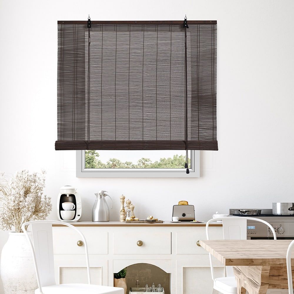 ESTOR ENROLLABLE BAMBÚ OCRE WENGUE 150 x 175 cm - Imagen 3