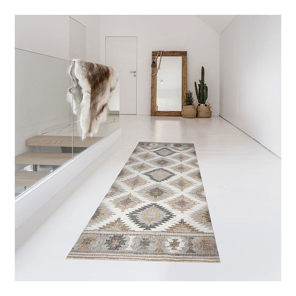 ALFOMBRA VINÍLICA ESTAMPADA KILIM GRISES, 60 x 200 cm - Imagen 2