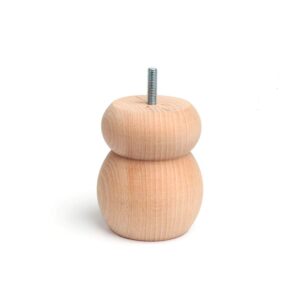PATA REDONDA, MODELO 450, DE MADERA DE HAYA ACABADO CRUDO, Ø7,7 x 10 cm
