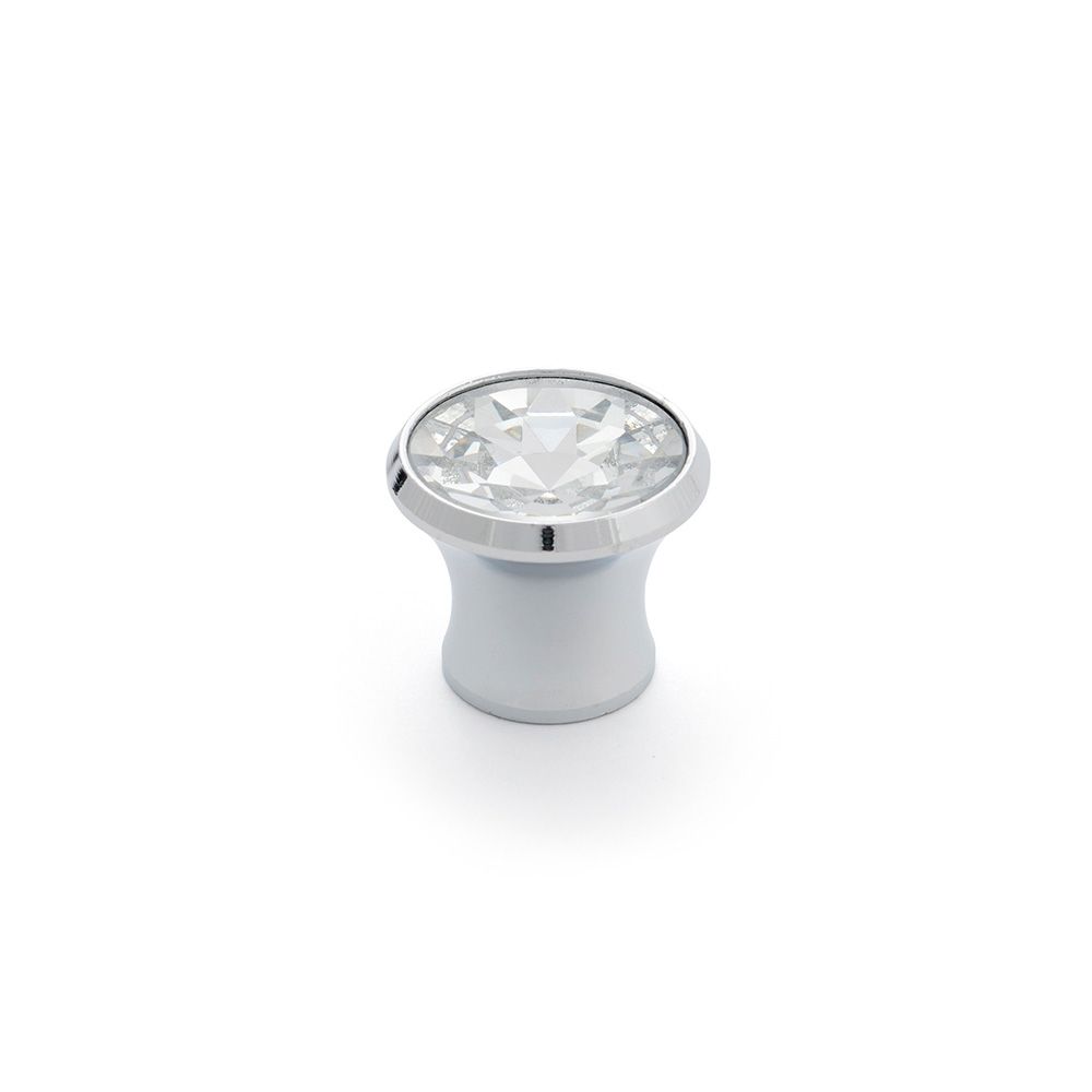 POMO PARA MUEBLE, MODELO 943, DE CRISTAL CON ACABADO CROMO BRILLO - TRANSPARENTE, Ø27 mm, BLISTER 4 uds