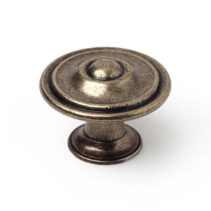 POMO PARA MUEBLE, MODELO 3110, DE ZAMAK CON ACABADO CUERO VIEJO, Ø35 mm, BLISTER 4 uds