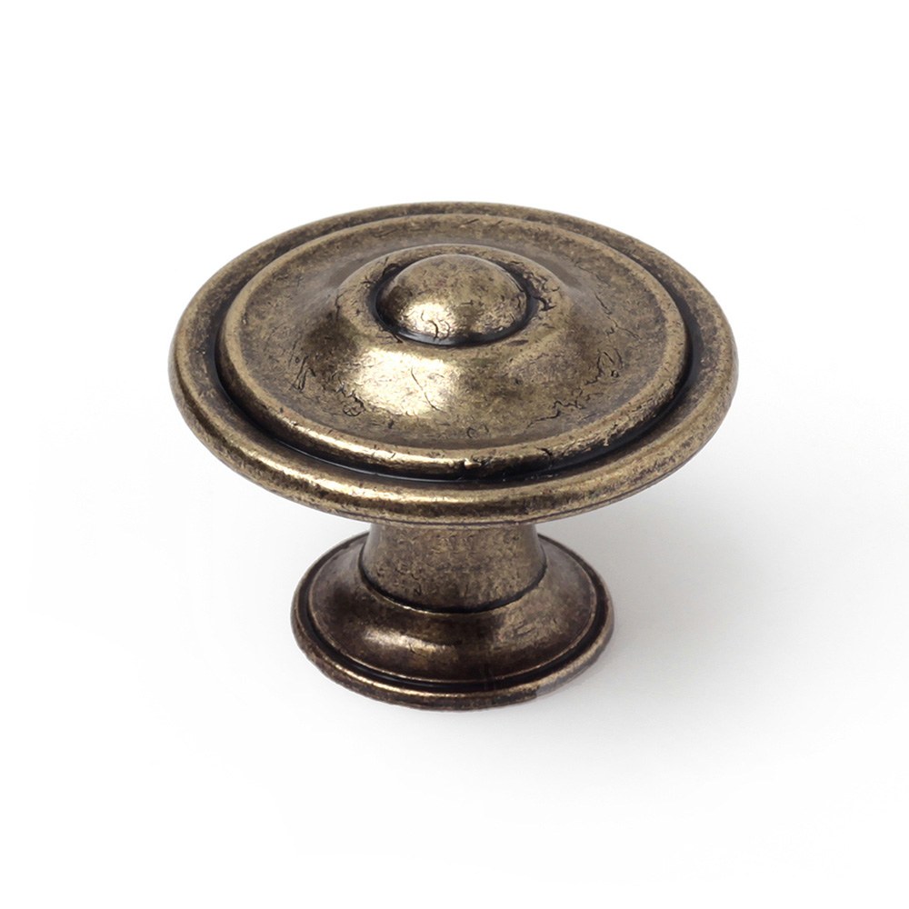 POMO PARA MUEBLE, MODELO 3110, DE ZAMAK CON ACABADO CUERO VIEJO, Ø35 mm, BLISTER 4 uds