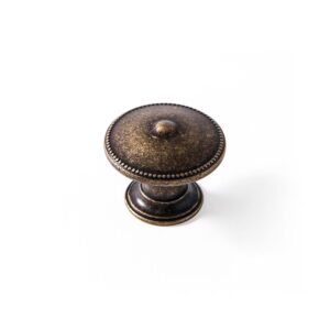 POMO PARA MUEBLE, MODELO 3121, DE ZAMAK CON ACABADO CUERO VIEJO, Ø30 mm, BLISTER 4 uds