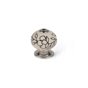 POMO PARA MUEBLE, MODELO E504, DE PORCELANA CON ACABADO BLANCO FLOR, Ø40 mm, BLISTER 4 uds