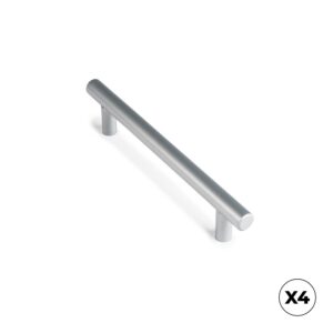 TIRADOR DE MUEBLE TIPO ASA, MODELO 891H, DE ACERO INOXIDABLE CON ACABADO ALUMINIO, 128 mm, BLÍSTER 4 uds
