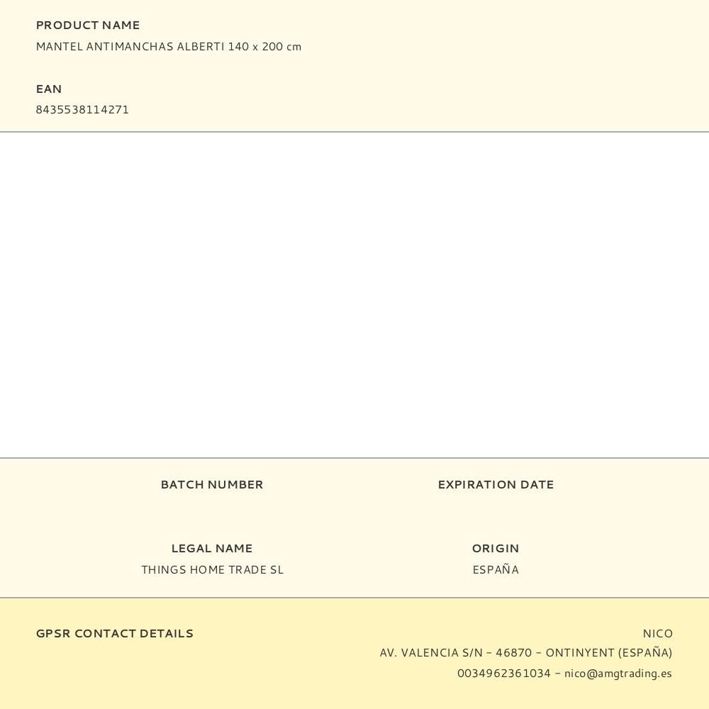 MANTEL ANTIMANCHAS ALBERTI 140 x 200 cm - Imagen 3