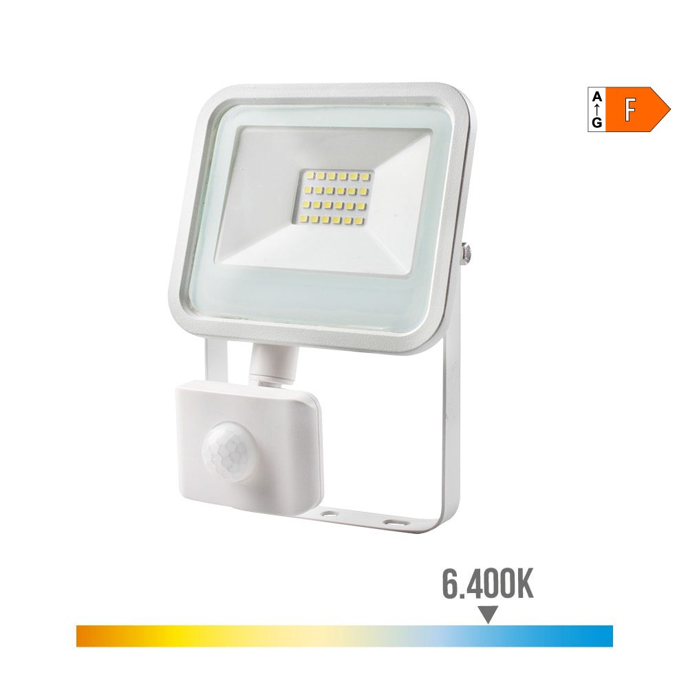 FOCO PROYECTOR LED CON SENSOR DE PRESENCIA 20 W, 1520 lm, 6400 K, LUZ FRÍA, 12,4 x 4,5 x 15,8 cm