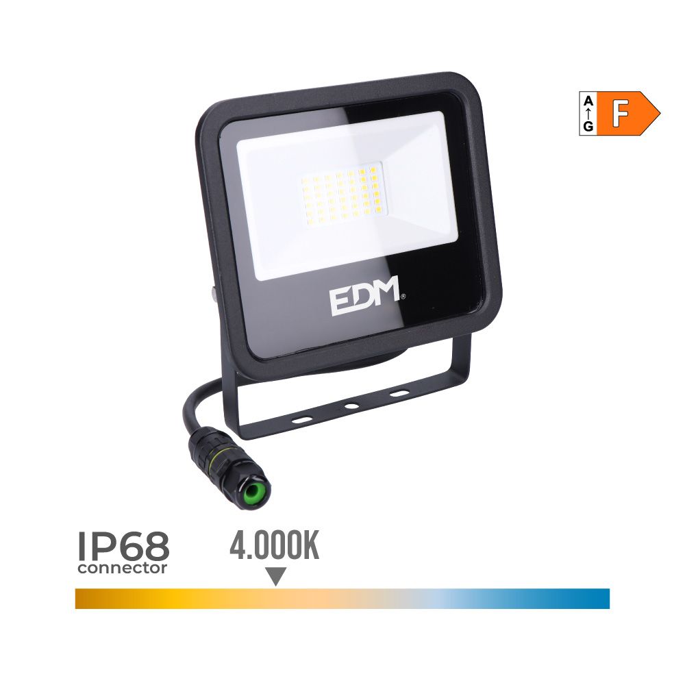 FOCO PROYECTOR LED 30 W 2370 lm 4000 K LUZ DÍA, BLACK SERIES, 15,8 x 13,5 x 2,9 cm
