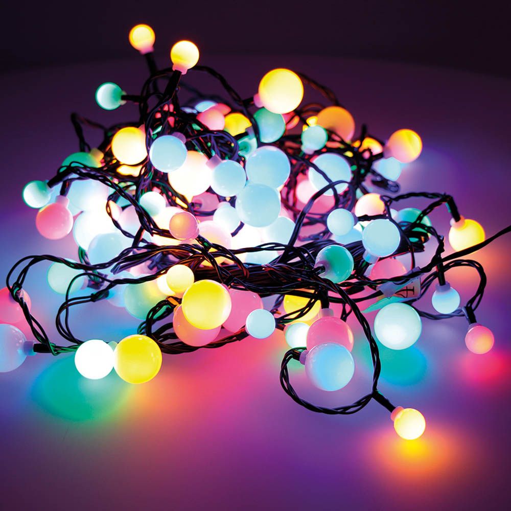 GUIRNALDA "CHERRY" 120 LEDS DE TRES MEDIDAS, MULTICOLOR, EXTERIOR, 9 m