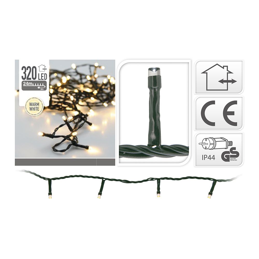 GUIRNALDA CON FUNCIÓN FIJA, USO EXTERIOR, BLANCO CÁLIDO, 320 LEDS, 24 m - Imagen 2