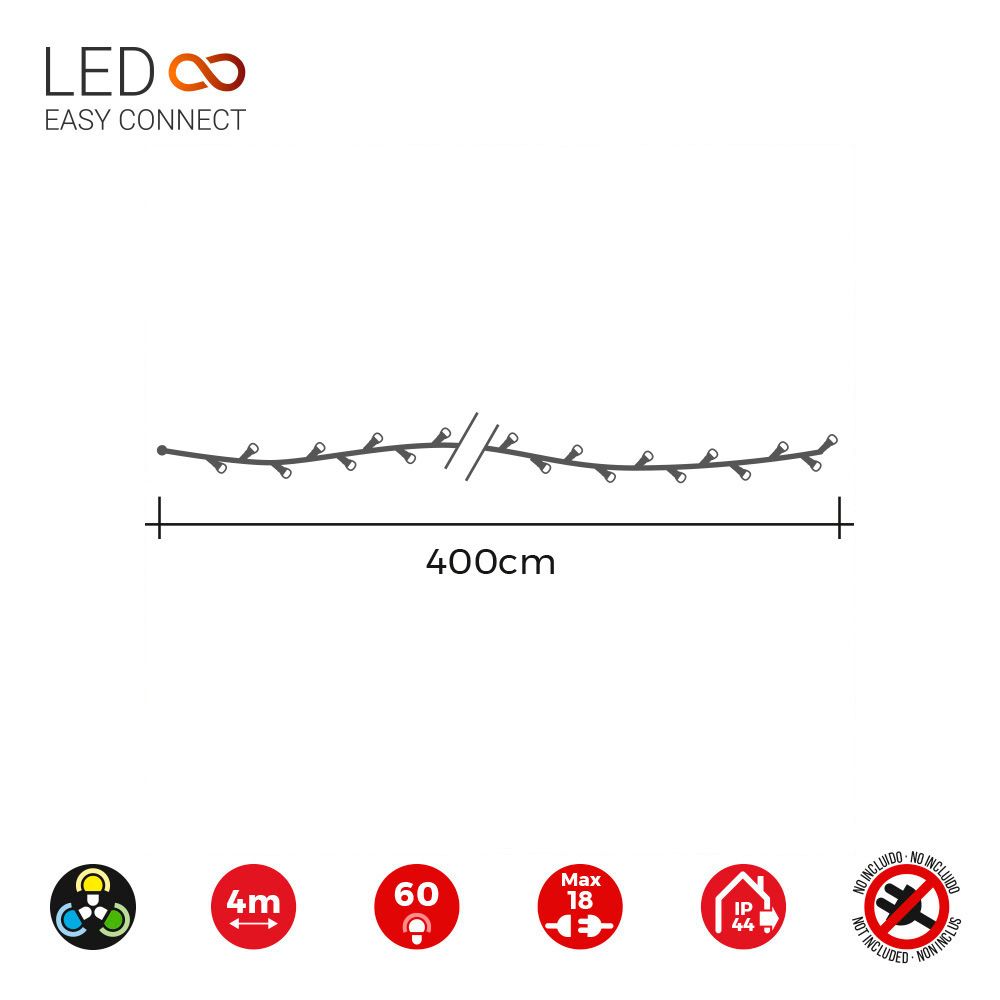 GUIRNALDA EASY-CONNECT 4m 60 LEDS MULTICOLOR 30V (IP44 INTERIOR-EXTERIOR) TOTAL 1.08W - Imagen 3