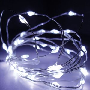 GUIRNALDA A PILAS, FUNCIÓN FIJA, USO INTERIOR, BLANCO FRÍO, CABLE ALAMBRE PLATEADO, 40 LEDS, 195 cm