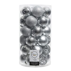 BOLAS DECORACIÓN ÁRBOL NAVIDAD Ø6 cm, PLATA, TUBO 37 uds