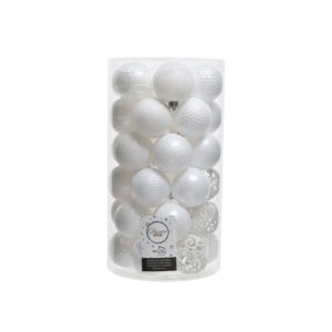 BOLAS DECORACIÓN ÁRBOL NAVIDAD Ø6 cm, BLANCAS, TUBO 37 uds