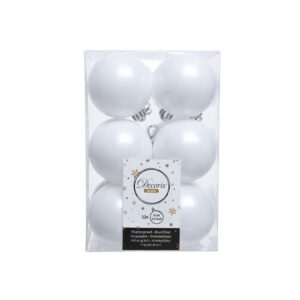 BOLAS DECORACIÓN ÁRBOL NAVIDAD Ø6 cm, BLANCAS, CAJA 12 uds