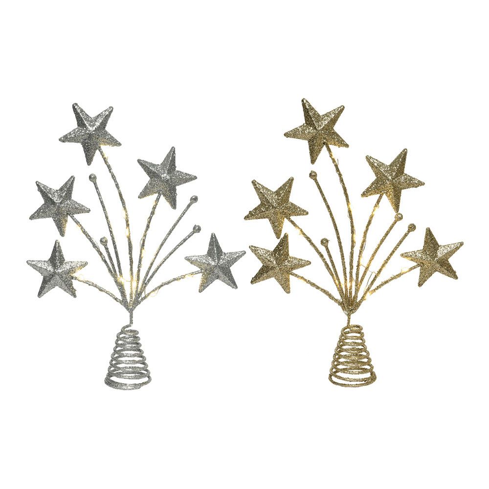 ADORNO PARA COPA ÁRBOL DE NAVIDAD ESTRELLA 5x21x31cm 12 LEDS COLORES SURTIDOS - Imagen 2