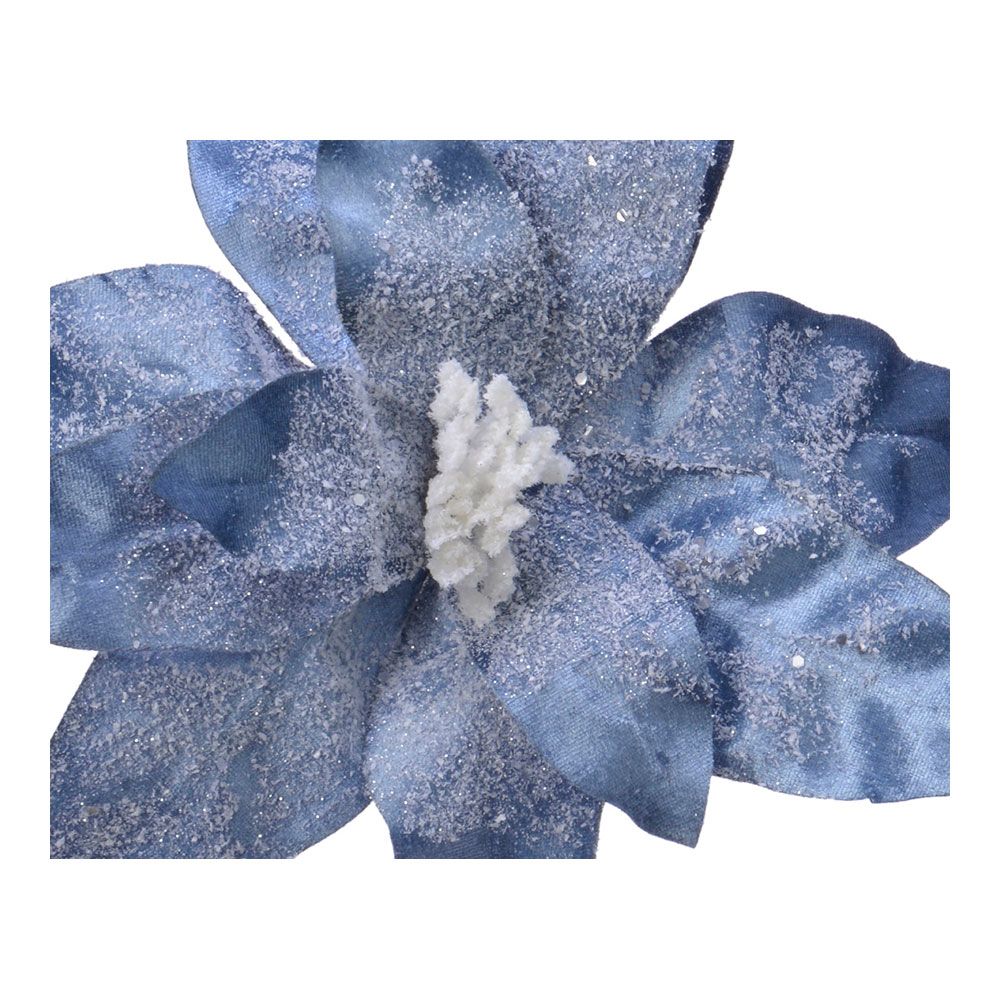 FLOR DE PASCUA AZUL DE POLIESTER EFECTO CONGELADO Ø34x6cm COLORES/MODELOS SURTIDOS - Imagen 2