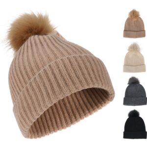GORRO DE PUNTO CON BORLA, COLORES VARIADOS.