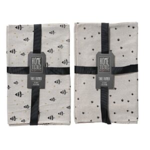 CAMINO DE MESA CON ESTAMPADOS EN NEGRO, 2 MODELOS, 32 x 150 cm