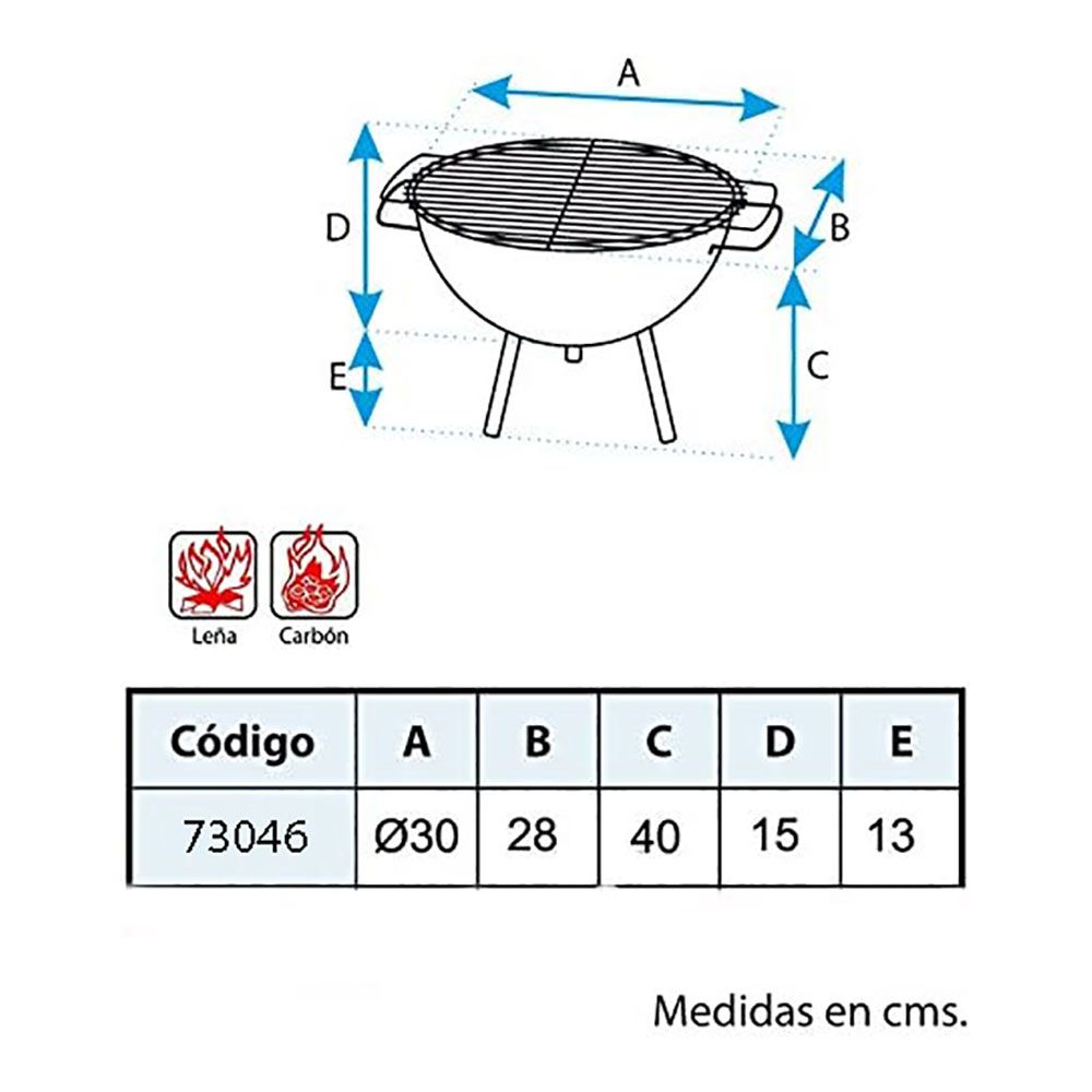 BARBACOA DE SOBREMESA REDONDA CON PARRILLA ZINCADA Ø30 x 28 cm - Imagen 2