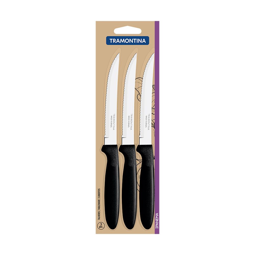 CUCHILLOS DE ASADO IPANEMA NEGRO 21,3 cm 3 uds - Imagen 2