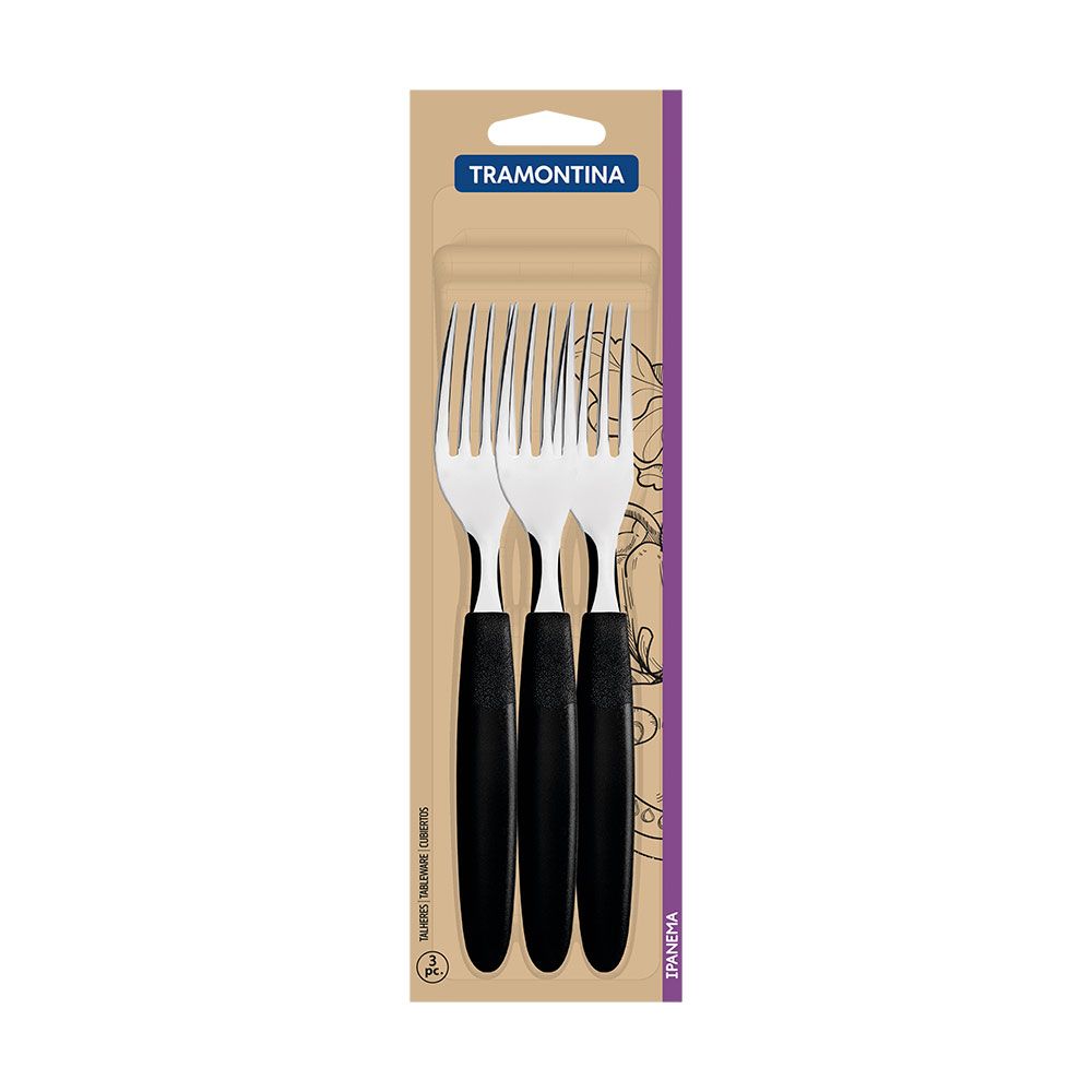 TENEDOR DE MESA IPANEMA NEGRO 19,1 cm 3 uds - Imagen 2