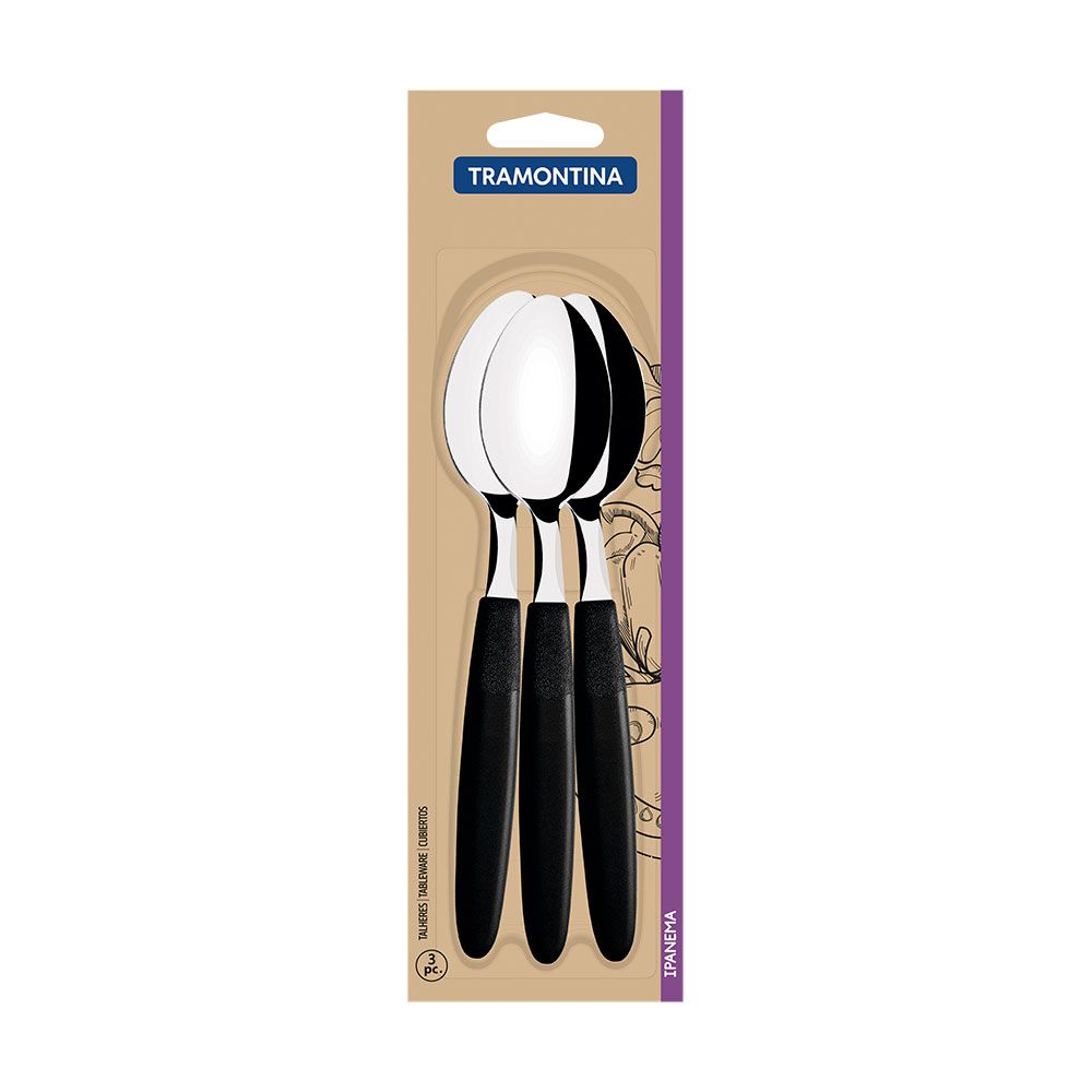 CUCHARA DE MESA IPANEMA NEGRO 19 cm 3 uds - Imagen 2