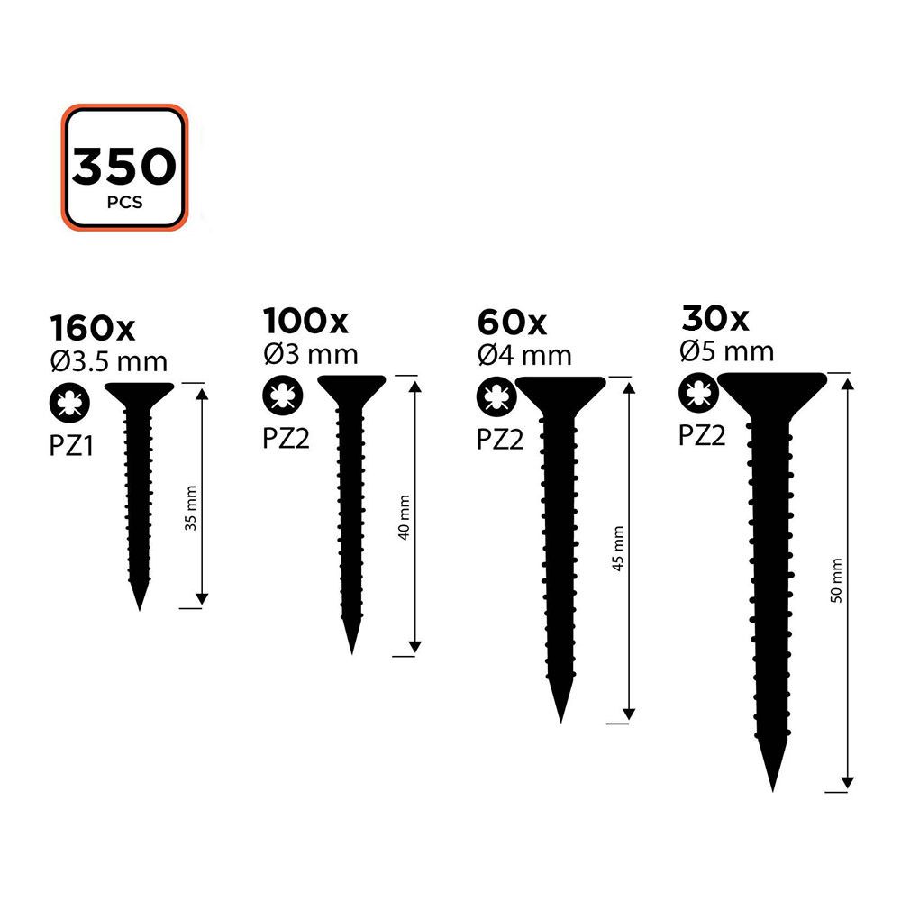 SURTIDO DE TORNILLOS PARA MADERA SS BLACK+DECKER - Imagen 3