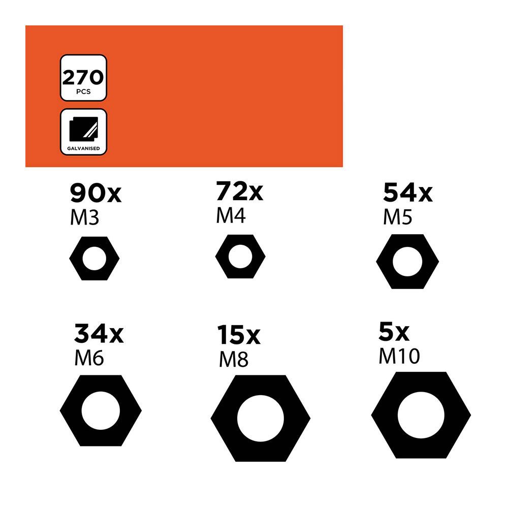 SURTIDO DE TUERCAS 270 PIEZAS BLACK+DECKER - Imagen 2