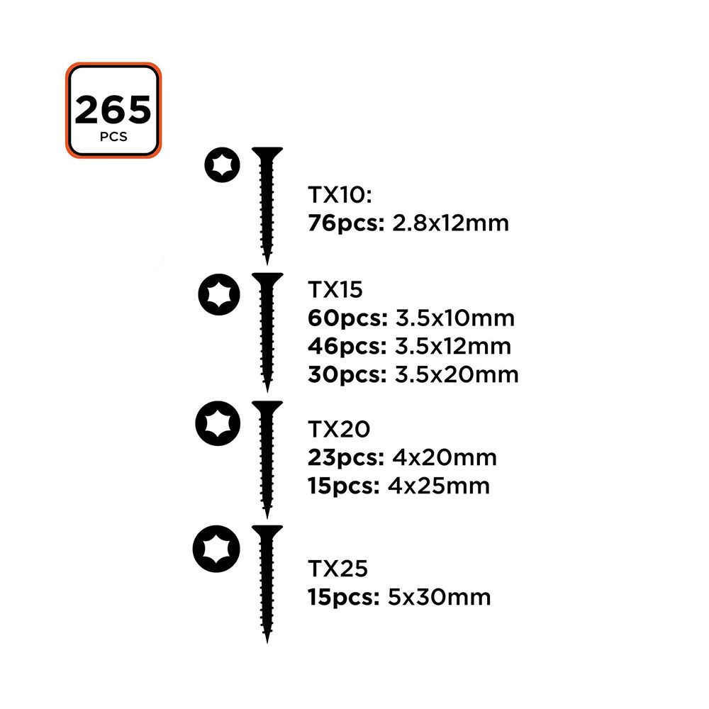 SURTIDO DE TORNILLOS TORX 265 PIEZAS BLACK+DECKER - Imagen 2
