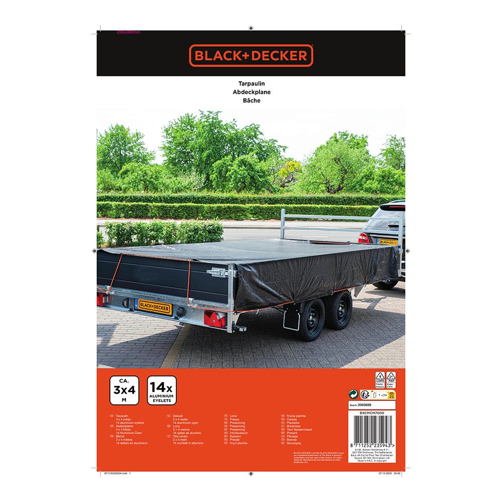 LONA NEGRA PARA REMOLQUE, MEDIDAS: 3x4m. BLACK+DECKER - Imagen 5