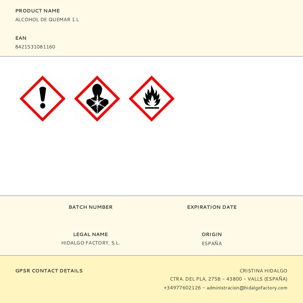 ALCOHOL DE QUEMAR 1 L - Imagen 2