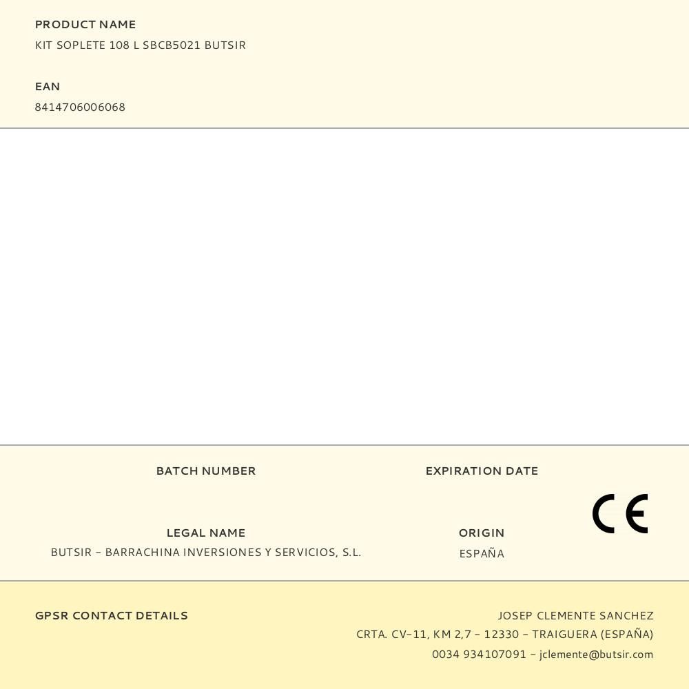 KIT SOPLETE 108 L SBCB5021 BUTSIR - Imagen 2