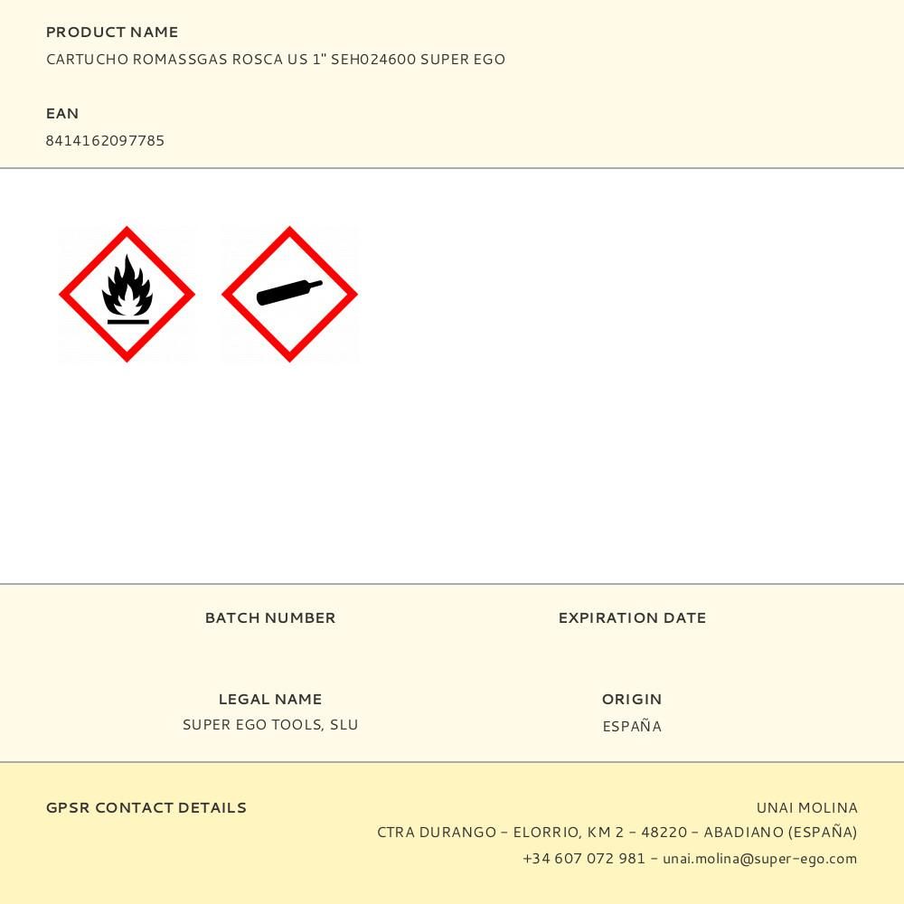 CARTUCHO ROMASSGAS ROSCA US 1" SEH024600 SUPER EGO - Imagen 2
