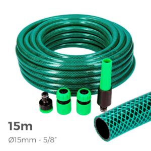 KIT MANGUERA DE JARDÍN BASIC Ø15 mm, 5/8 pulg, 15 m
