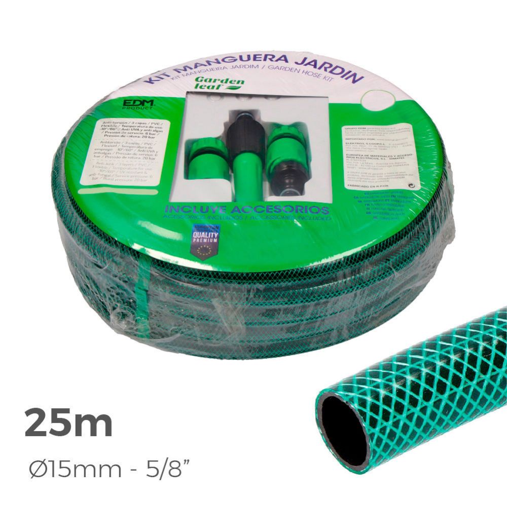 KIT MANGUERA DE JARDÍN BASIC Ø15 mm, 5/8 pulg, 25 m - Imagen 2