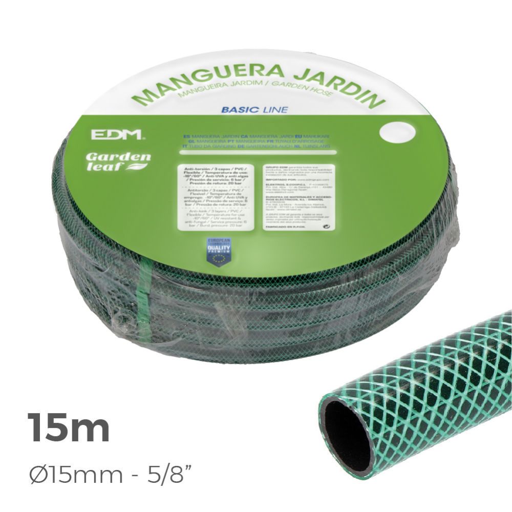 MANGUERA DE JARDÍN BASIC Ø15 mm, 5/8 pulg, 15 m - Imagen 2