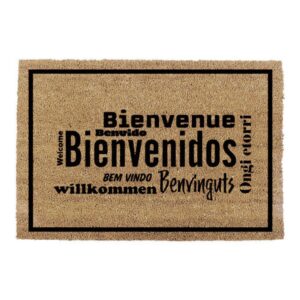 FELPUDO DE FIBRA DE COCO MODELO BIENVENIDOS IDIOMAS, 60 x 40 cm
