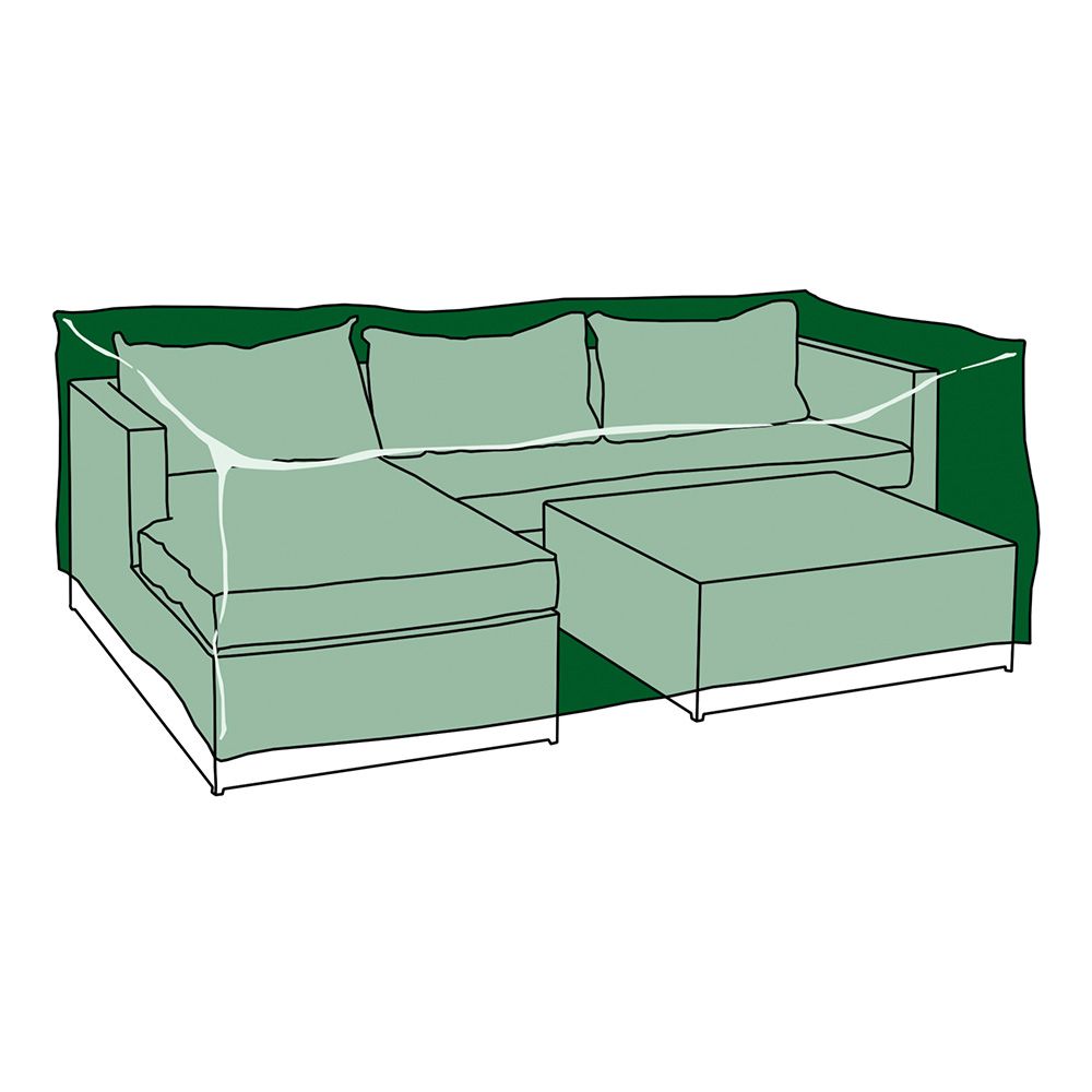 FUNDA DE PROTECCIÓN, CUBRE CHAISE LONGUE + MESA, 213 x 132 x 74 cm, 240 g/m²