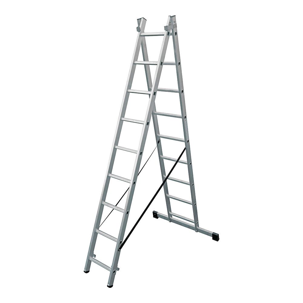 ESCALERA TRANSFORMABLE DE ALUMINIO 2 x 9 PELDAÑOS