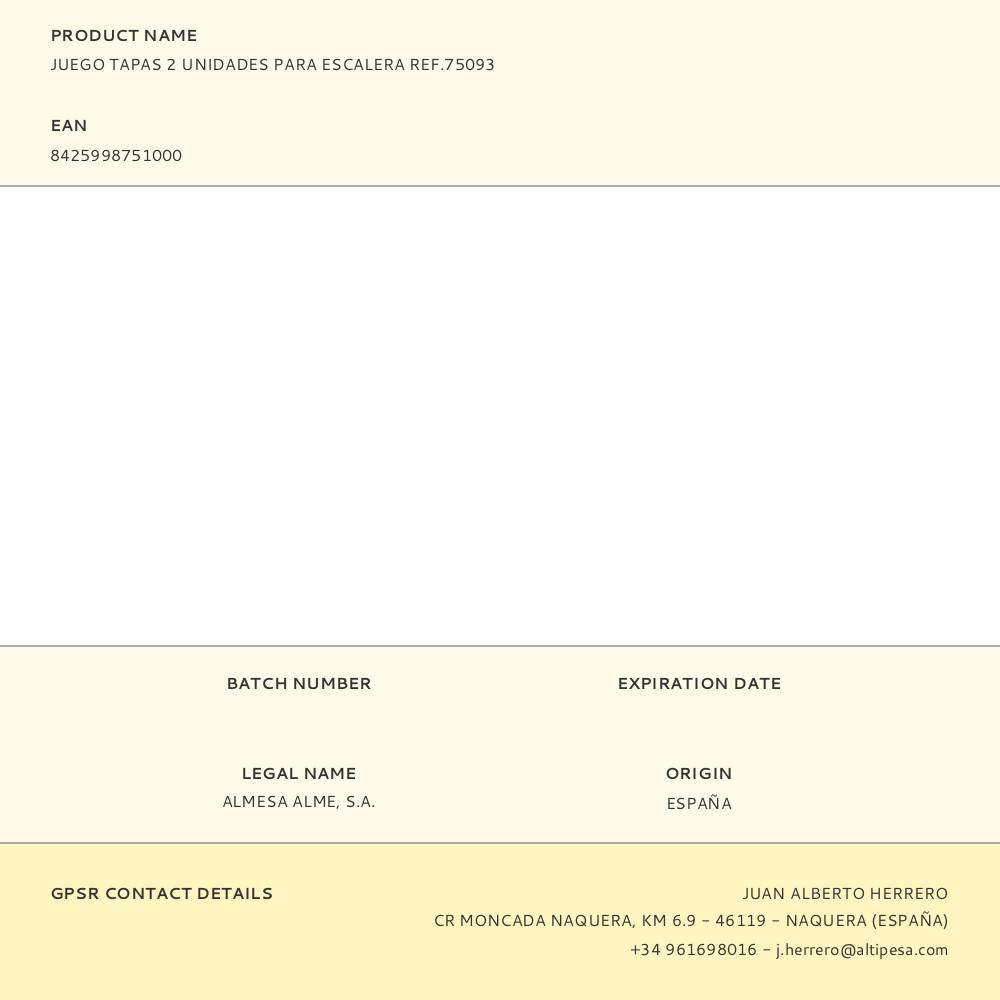 JUEGO TAPAS 2 UNIDADES PARA ESCALERA REF.75093 - Imagen 2
