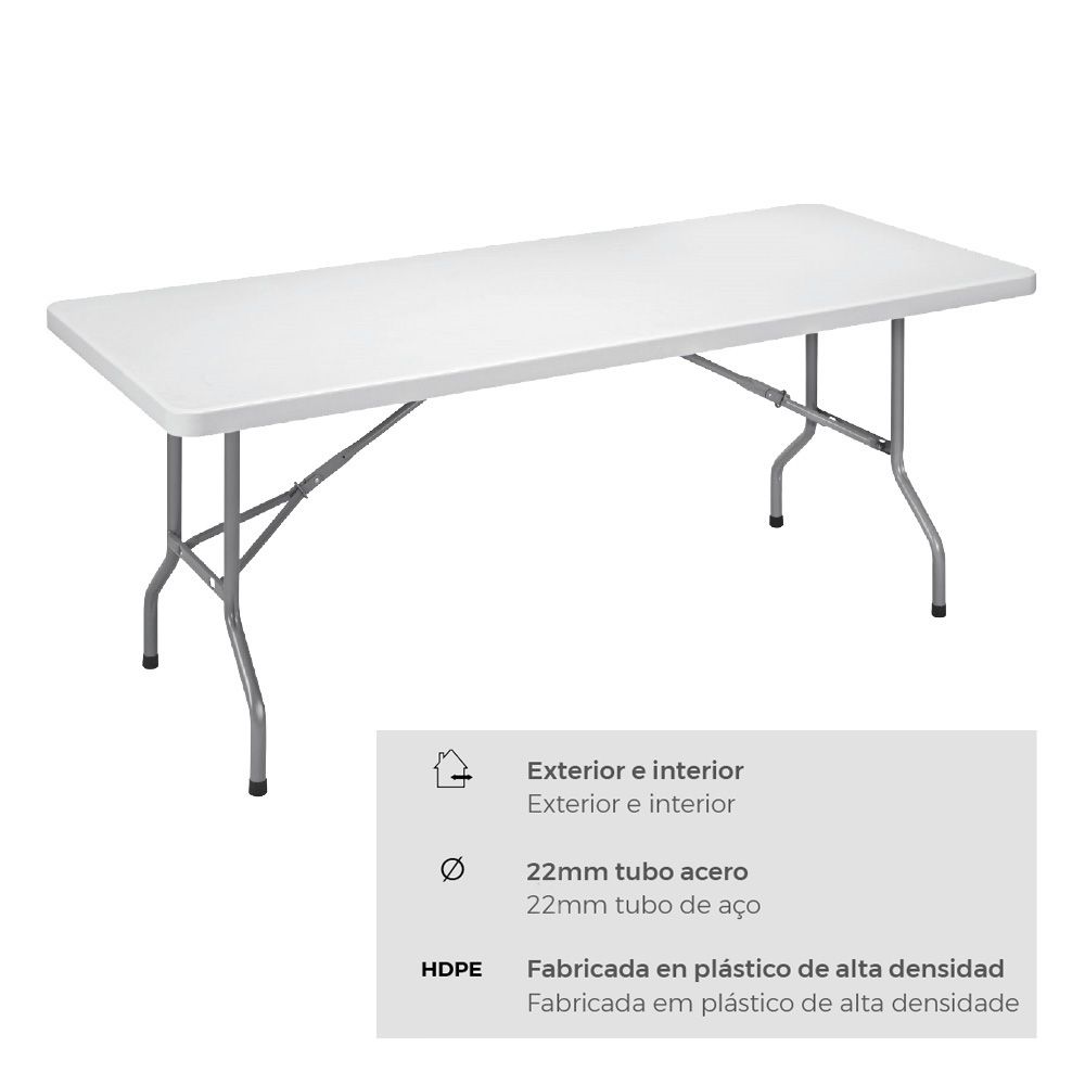 MESA PLEGABLE 180 x 74 x 74 cm TUBO Ø22 x 1.0 mm - Imagen 2