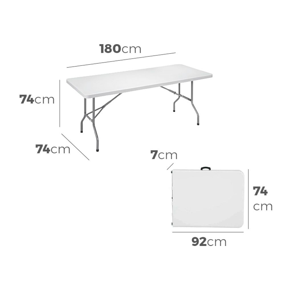 MESA PLEGABLE 180 x 74 x 74 cm TUBO Ø22 x 1.0 mm - Imagen 3